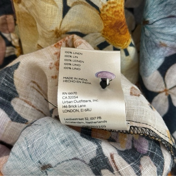 ANTHROPOLOGIE X MOXY COLLECTIVE Floral Linen Blouse Size Small Boho Peasant - Picture 9 of 10